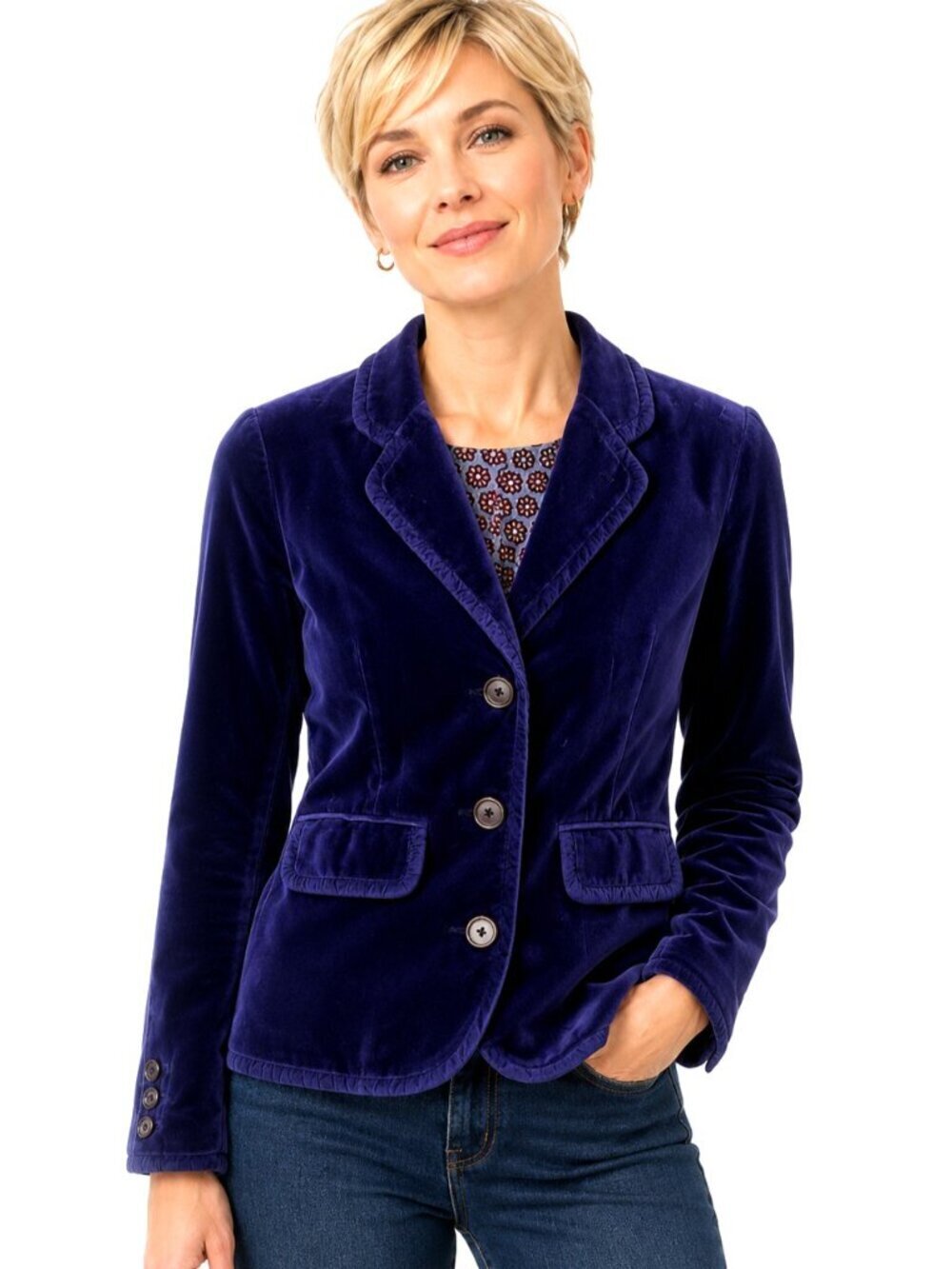 Boden Purple Cotton Velvet Blazer Jacket